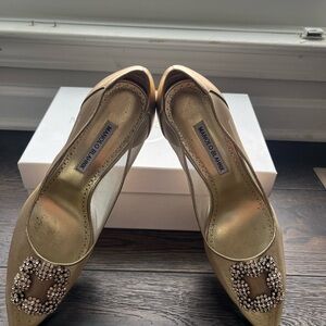 Manolo Blahnik Gold Embellished Heels